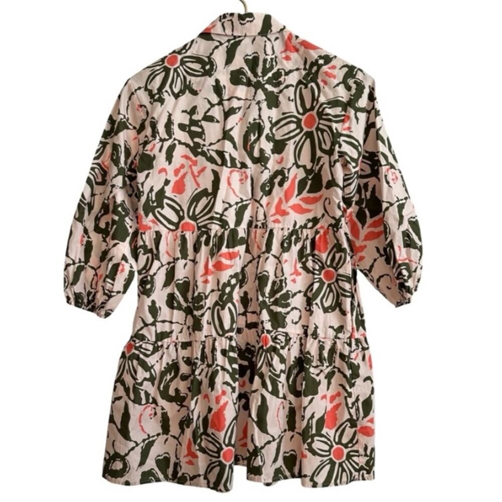 NEW Anthropologie Maeve Bentina Floral shirt mini dress Green & Peach SIZE SMALL - Picture 10 of 13